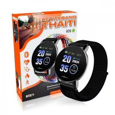 Media-Tech Smartband THAITI 2 nylonowe paski MT871 monitoring ciśnienia krwi, pulsu, natlenienia, aktywności sportowej i innych parametrów