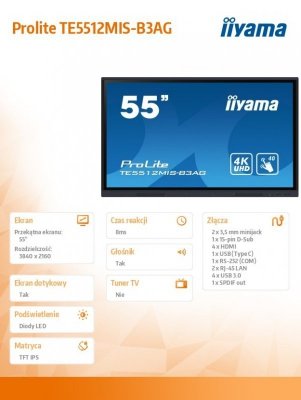 Monitor interaktywny 55 cali  IIyama TE5512MIS-B3AG 