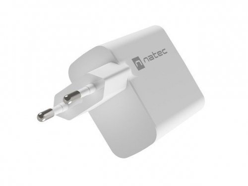 Natec Ładowarka sieciowa Ribera GAN 1X USB-A + 1X USB-C 45W Biała