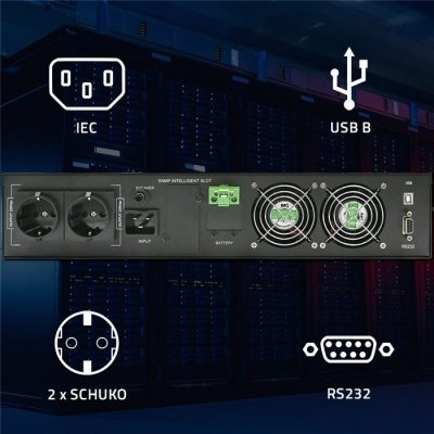 Qoltec Zasilacz awaryjny UPS do RACK | 2.4kVA | 2400W | Power Factor 1.0| LCD | On-line