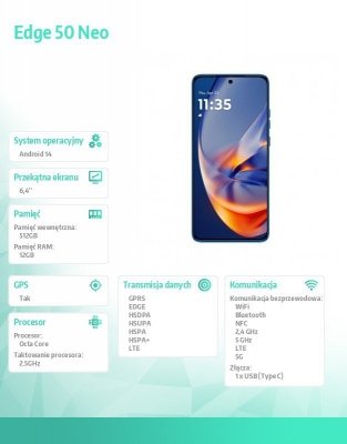 Motorola Smartfon Edge 50 neo 12/512 P Nautical Blue