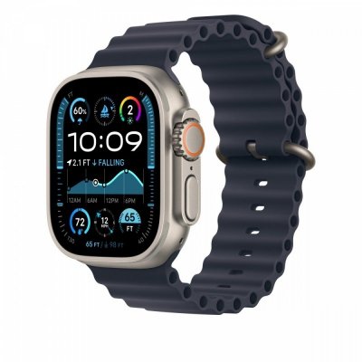 Apple Pasek Ocean w kolorze granatu do koperty 49 mm - elementy z tytanu w kolorze naturalnym