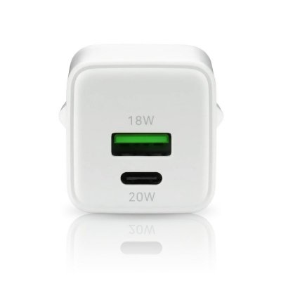 everActive Ładowarka sieciowa GaN 1X USB, 1X USB-C 20W QC3.0 Biała