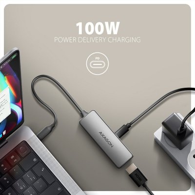 AXAGON RVC-HI8KPD Adapter aktywny USB-C -&gt; HDMI 8K/60Hz, Aluminum, PD100W, 16cm kabel