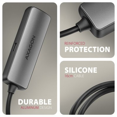 AXAGON RVC-HI8KPD Adapter aktywny USB-C -&gt; HDMI 8K/60Hz, Aluminum, PD100W, 16cm kabel