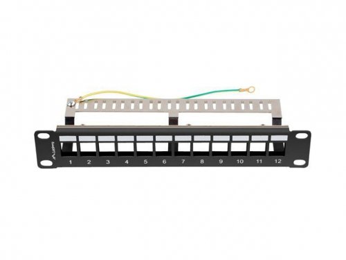 Lanberg Patch Panel 12 Port 1U 10 cali FTP z organizatorem do modułów      keystone czarny