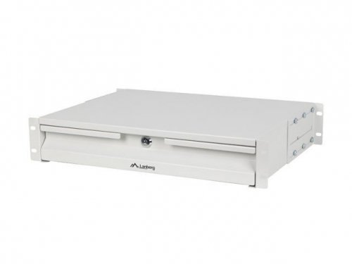 Lanberg Szuflada do szaf 19 cali 2U 360mm szara 2U/483x360mm udźwig do 90kg montaż 4 punktowy