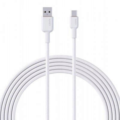 AUKEY CB-NAC1 White nylonowy kabel USB C - USB A | 1m | 3A | 60W PD | 20V