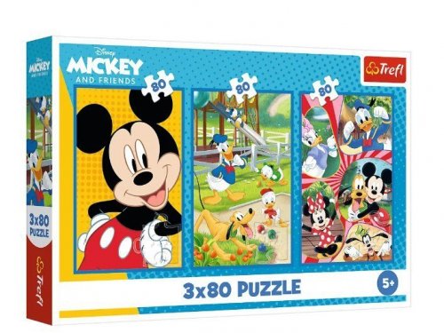 Trefl Puzzle 3x80 elementów Ekipa Myszki Miki