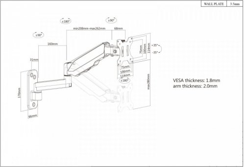 Manhattan Uchwyt ścienny do TV 17-32cali LED/LCD 9kg obrotowy gazowy