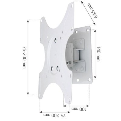Techly Uchwyt ścienny do TV 19-37cali LED/LCD obrotowy uchylny biały