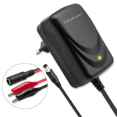 Qoltec Automatyczna ładowarka do akumulatora AGM GEL STD 12V | 1.5A |  Prostownik z sygnalizatorem LED