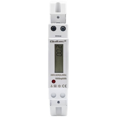 Qoltec Jednofazowy elektroniczny licznik | miernik zużycia energii na  szynę DIN | 230V | 30A | LCD | 1P