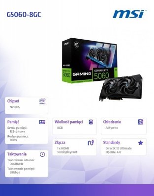 MSI Karta graficzna GeForce RTX 5060 8G GAMING OC