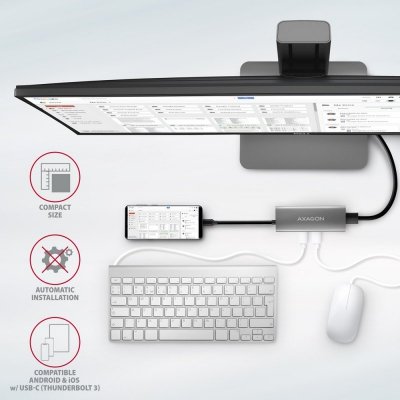 AXAGON HMC-5G21 Wieloportowy hub USB 5in1, 10Gbps, 2x USB-A + 2x USB-C + HDMI 4K/30Hz, PD 60W, 13cm USB-C kabel