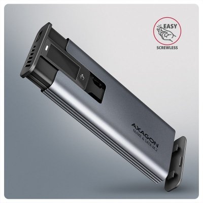 AXAGON EEM2-SD2 Obudowa zewnętrzna aluminiowa bezśrubowa USB-A/C 3.2 Gen2 M.2 NVMe/SATA display LCD