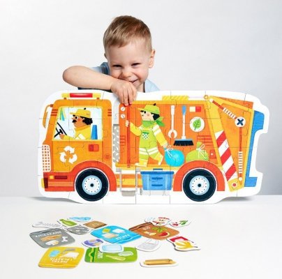 CzuCzu Puzzle Moto - Śmieciarka 26 elementów