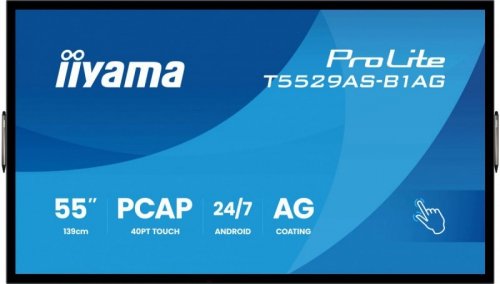 IIYAMA Monitor 55 cali T5529AS-B1AG VA,4K,HDMIx2,USB-C,RJ45,2x10W,WiFi,     Android 14, Signal FailOver, Whiteboard, iiSignage2 (CMS), iiControl (DMS),   iiS