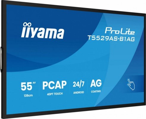 IIYAMA Monitor 55 cali T5529AS-B1AG VA,4K,HDMIx2,USB-C,RJ45,2x10W,WiFi,     Android 14, Signal FailOver, Whiteboard, iiSignage2 (CMS), iiControl (DMS),   iiS