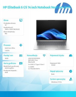 HP Inc. Notebook EliteBook 6 G1i U5-225U 512GB/16GB/W11P/14.0   C51FVET