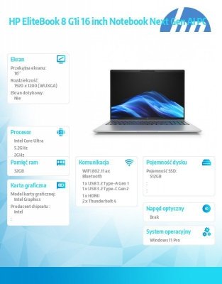 HP Inc. Notebook EliteBook 8 G1i  U7-255U 512GB/32GB/W11P/16.0   C51M2ET
