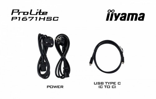 IIYAMA Monitor komputerowy  15.6 cala P1671HSC-B1 IPS,FHD,miniHDMI,2xUSBC,250cd,8ms,2x1W,  0,7kg