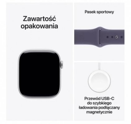 Apple Watch Series 11 GPS+Cellular koperta 42 mm z aluminium w kolorze srebrnym, pasek sportowy w kolorze mlecznego fioletu - rozmiar M/L