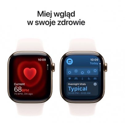 Apple Watch Series 11 GPS + Cellular koperta 46 mm z tytanu w kolorze złotym, pasek sportowy w kolorze łagodnego różu - rozmiar M/L