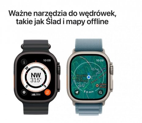Apple Watch Ultra 3 GPS + Cellular koperta 49 mm z tytanu w kolorze czarnym, opaska Trail w kolorze czarnym/węgla drzewnego - rozmiar S/M