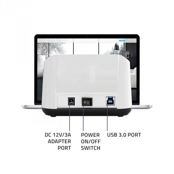 Qoltec Stacja dokująca do dysków HDD SSD 2.5 cali 3.5 cali | SATA III | USB 3.0 | Super speed 5Gb/s | z funkcją klonowania offline