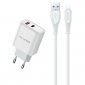 AWEI Ładowarka sieciowa GaN PD81L 22,5W USB+USB-C + Kabel USB/Lightning 