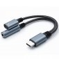 Qoltec Adapter USB-C 2w1 | USB-C | Jack 3.5mm | PD 15W | 10cm 