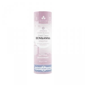 BEN and ANNA Sensitive, Naturalny dezodorant bez sody w sztyfcie kartonowym, Japanese cherry blossom, 60 g
