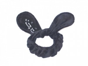 Dr. Mola - Bunny Ears pluszowa opaska kosmetyczna królicze uszy Czarna