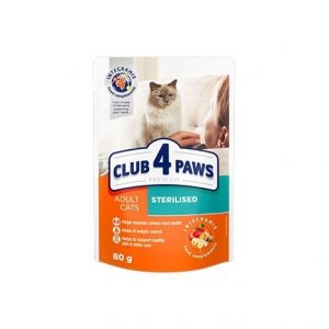 Club4Paws Sterilised z Kurczakiem 80g saszetka Mokra karma dla Kotów sterylizowanych