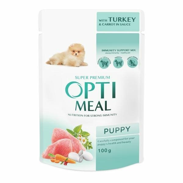 Optimeal Puppy Indyk Marchewka w sosie 100g saszetka Mokra karma dla psa