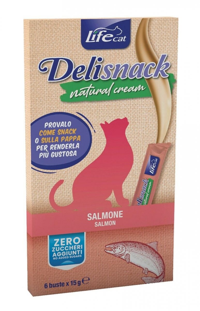 Krem Life cat Deli snack natural cream Salmon 6x15g  Przysmak dla kota z Łososia