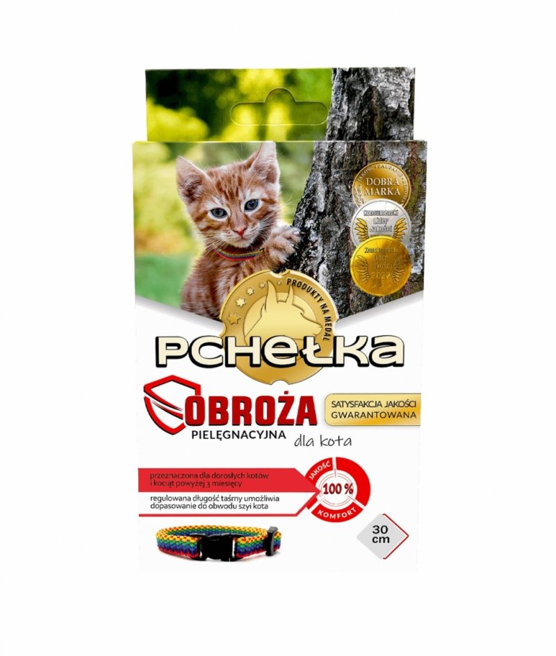 Pchełka Obroża pielęgnacyjna 30cm Tęczowa dla Kota