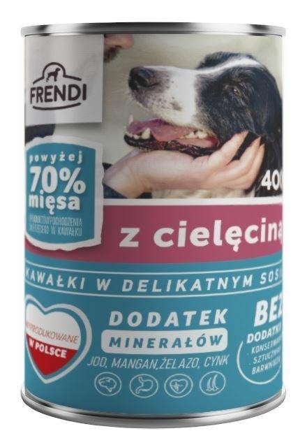Frendi Cielęcina kawałki w sosie 400g puszka Mokra karma dla Psów