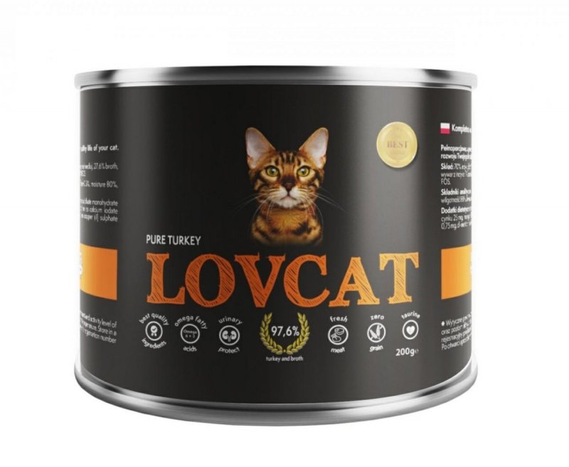 LOVCAT Pure Turkey 200g mokra karma dla kota Indyk monoproteina