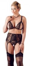 Cottelli Collection Koronkowy Komplet - Bra Suspender Set 3XL
