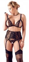 Cottelli Collection Koronkowy Komplet - Bra Suspender Set 3XL