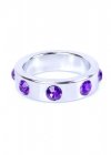 BossSeries Pierścień Erekcyjny-Metal Cock Ring with Purple Diamonds Large