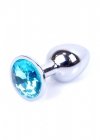 BossSeries Korek Analny-Jewellery Silver PLUG- Light Blue