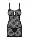 Obsessive BEHINDY Koszulka babydoll i stringi czarna L/XL