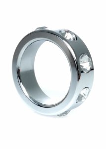 BossSeries Pierścień Erekcyjny-Metal Cock Ring with Cristal Diamonds Small