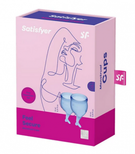 Kubeczki menstruacyjne Feel Secure 2 sztuki - 15 ml + 20 ml - ciemnoniebieskie