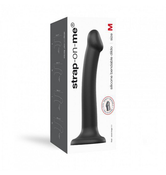 STRAP-ON ME Silicone Bendable Dildo Double Density Black M