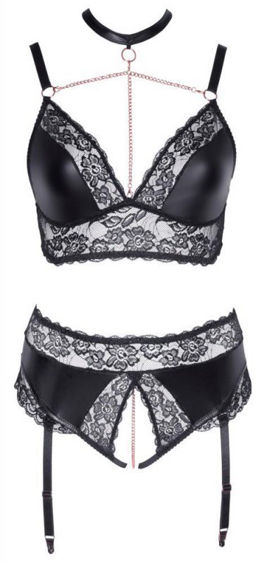 Cottelli Collection Zmysłowy Komplet - Bra and Suspender Briefs XL
