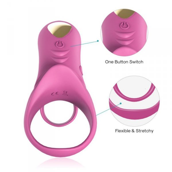 BOSS SERIES Wibrujący podwójny Pierścień + PIlot -Ranger red pink